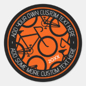 Aangepaste tekstfiets Oranje en zwart Ronde Sticker (Voorkant)