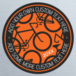 Aangepaste tekstfiets Oranje en zwart Ronde Sticker