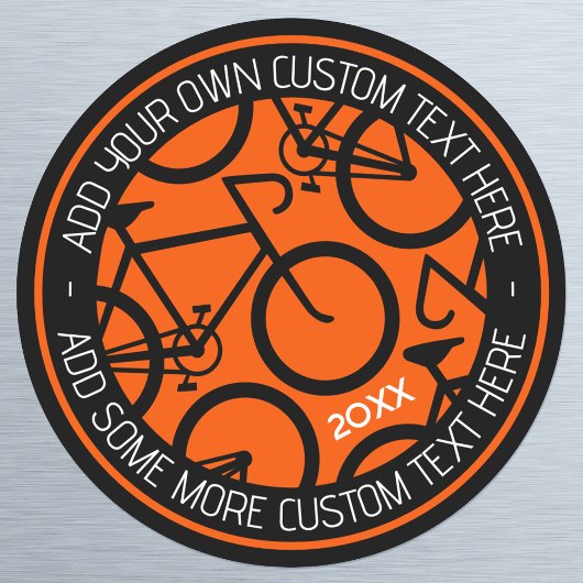 Aangepaste tekstfiets Oranje en zwart Ronde Sticker