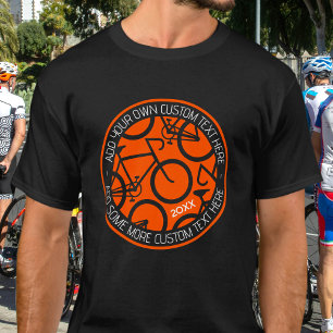 Aangepaste tekstfiets Oranje en zwart T-shirt