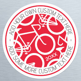 Aangepaste tekstfiets rood ronde sticker