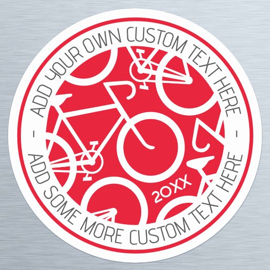Aangepaste tekstfiets rood ronde sticker