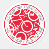 Aangepaste tekstfiets rood ronde sticker (Voorkant)