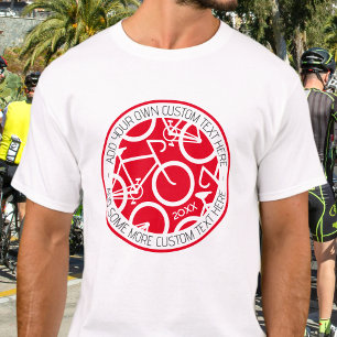 Aangepaste tekstfiets rood t-shirt