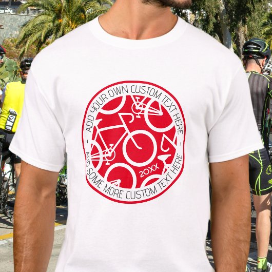 Aangepaste tekstfiets rood t-shirt
