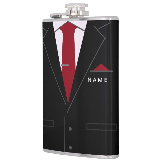 Aangepaste tekstfles met bedrijfsset en Stropdas Heupfles (Links)