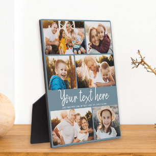 Aangepaste tekstfoto Collage Modern Blue Keepomwil Fotoplaat