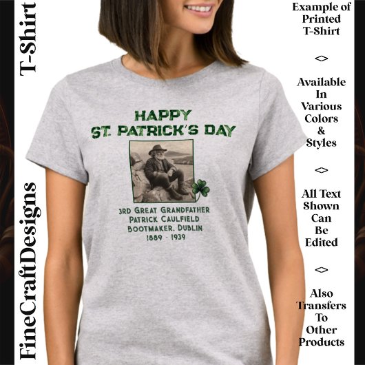 Aangepaste tekstfoto, Ierse wortels St Patrick's D T-shirt