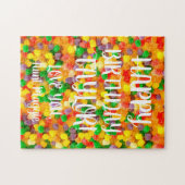 Aangepaste tekstgodrops | Fijne verjaardag Legpuzzel (Horizontaal)