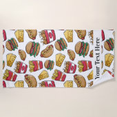 Aangepaste teksthanddoek voor Fast Food Pattern Strandlaken (Voorkant)