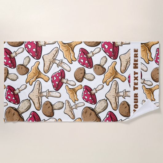 Aangepaste teksthanddoek voor paddenstoel Patroon Strandlaken (Voorkant)