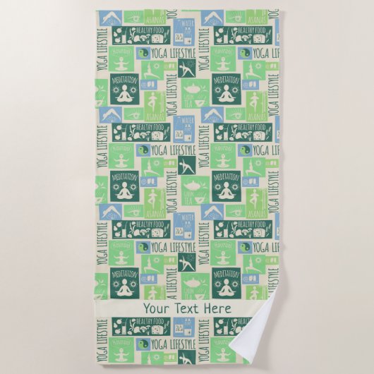 Aangepaste teksthanddoek voor Yoga Pattern Strandlaken (Voorkant)