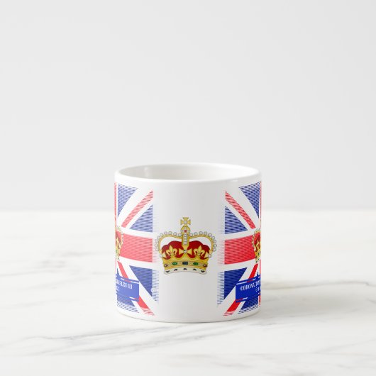 Aangepaste teksthoek van koning Charles III Espresso Kop (Voorkant)