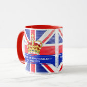 Aangepaste teksthoek van koning Charles III Two-T Mok (Voorkant links)