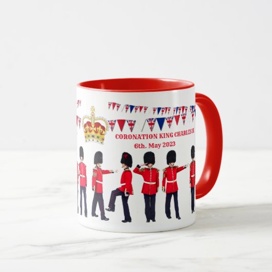 Aangepaste teksthoek van koning Charles III Two-T Mok (Voorkant rechts)