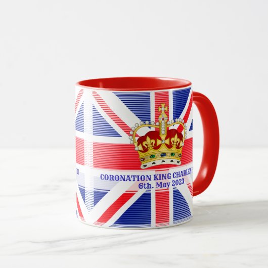 Aangepaste teksthoek van koning Charles III Two-T Mok (Voorkant rechts)