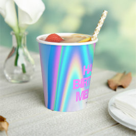 Aangepaste tekstholografische Iridescent Y2K Eyeca Papieren Bekers