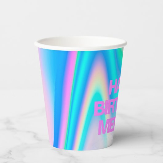 Aangepaste tekstholografische Iridescent Y2K Eyeca Papieren Bekers (Voorkant)