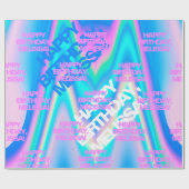 Aangepaste tekstholografische Iridescent Y2K Moder Cadeaupapier (Vlak)