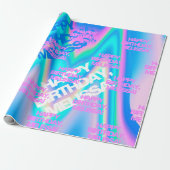 Aangepaste tekstholografische Iridescent Y2K Moder Cadeaupapier (Uitgerold)