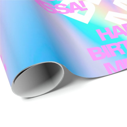 Aangepaste tekstholografische Iridescent Y2K Moder Cadeaupapier (Rol Hoek)