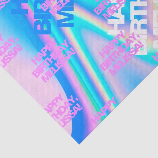 Aangepaste tekstholografische Iridescent Y2K Moder Tissuepapier (Detail)