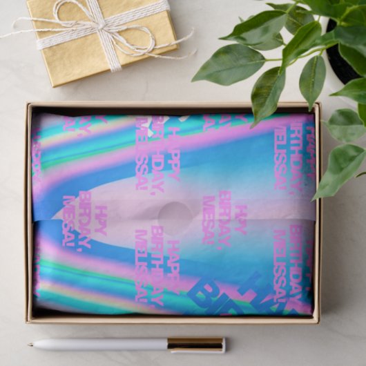 Aangepaste tekstholografische Iridescent Y2K Moder Tissuepapier (Geschenk)