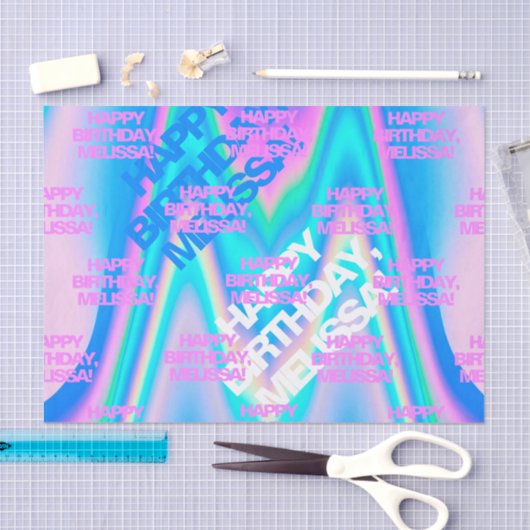 Aangepaste tekstholografische Iridescent Y2K Moder Tissuepapier (Craft)