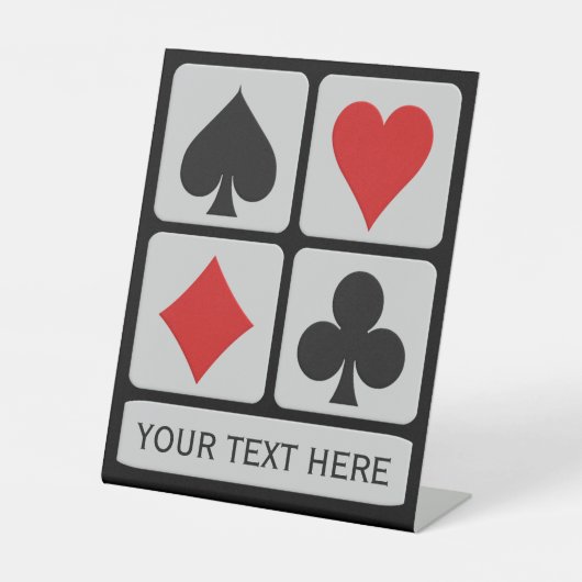 Aangepaste tekstkaartspeler reclamebord met voetstuk (Voorkant)