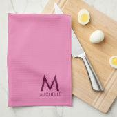 Aangepaste tekstkleur Elegant Roze Sjabloon Monogr Theedoek (Quarter Fold)