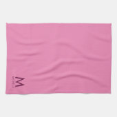 Aangepaste tekstkleur Elegant Roze Sjabloon Monogr Theedoek (Horizontaal)