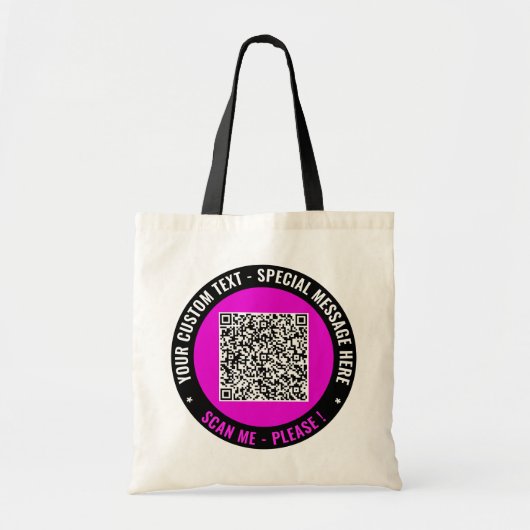 Aangepaste tekstkleur Uw QR-code boodschappentas v Tote Bag (Voorkant)