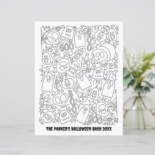 Aangepaste tekstkleurpagina | Halloweenpatroon (Staand voorkant)