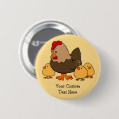 Aangepaste tekstknop Chicken Illustratie Ronde Button 5,7 Cm (Voorkant /achterkant)