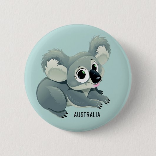 Aangepaste tekstknop Cute Koala Ronde Button 5,7 Cm (Voorkant)