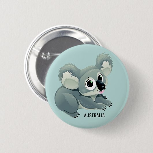 Aangepaste tekstknop Cute Koala Ronde Button 5,7 Cm (Voorkant /achterkant)