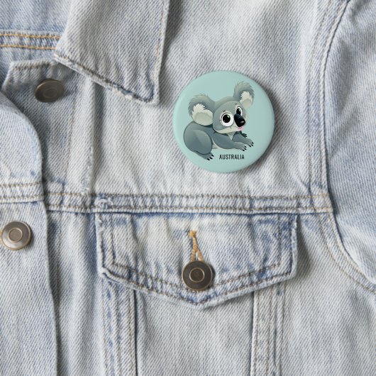 Aangepaste tekstknop Cute Koala Ronde Button 5,7 Cm (In situ)