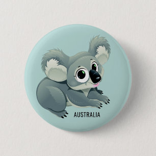 Aangepaste tekstknop Cute Koala Ronde Button 5,7 Cm