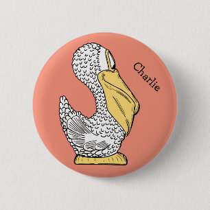 Aangepaste tekstknop Pelican Illustratie Ronde Button 5,7 Cm