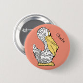 Aangepaste tekstknop Pelican Illustratie Ronde Button 5,7 Cm (Voorkant /achterkant)