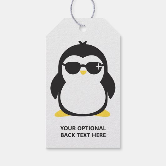 Aangepaste tekstkoele pinguïn cadeaulabel (Achterkant)