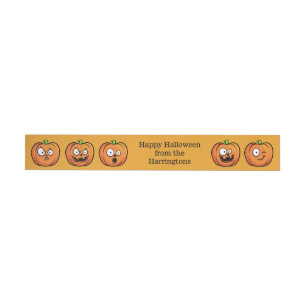 Aangepaste tekstlabels voor Halloween Pumpkins Omwikkelbaar Adreslabel