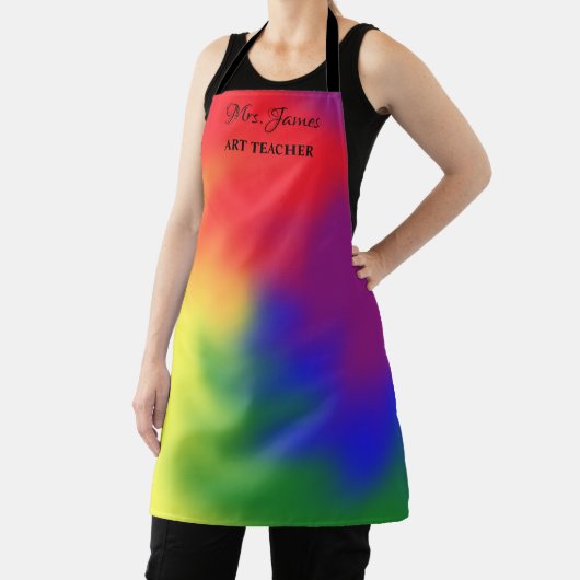 Aangepaste tekstleraar toevoegen naam kleurrijk schort (Insitu)