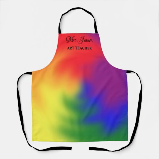 Aangepaste tekstleraar toevoegen naam kleurrijk schort (Voorkant)