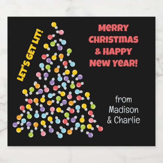 Aangepaste tekstlijst Kerstboom Likeurfles Etiket (Enkel label)