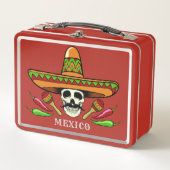 Aangepaste tekstlunchbox Mexicaanse schedel (Voorkant)