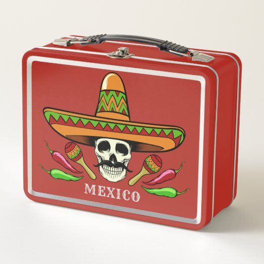Aangepaste tekstlunchbox Mexicaanse schedel (Voorkant)