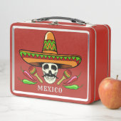 Aangepaste tekstlunchbox Mexicaanse schedel (In situ)