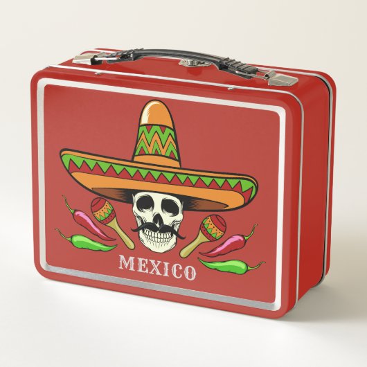Aangepaste tekstlunchbox Mexicaanse schedel (Achterkant)