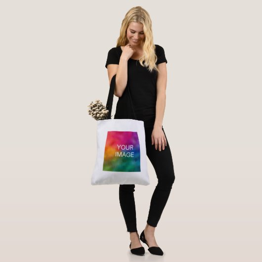 Aangepaste tekstnaam Afbeelding Foto Logo-schouder Tote Bag (Op model)